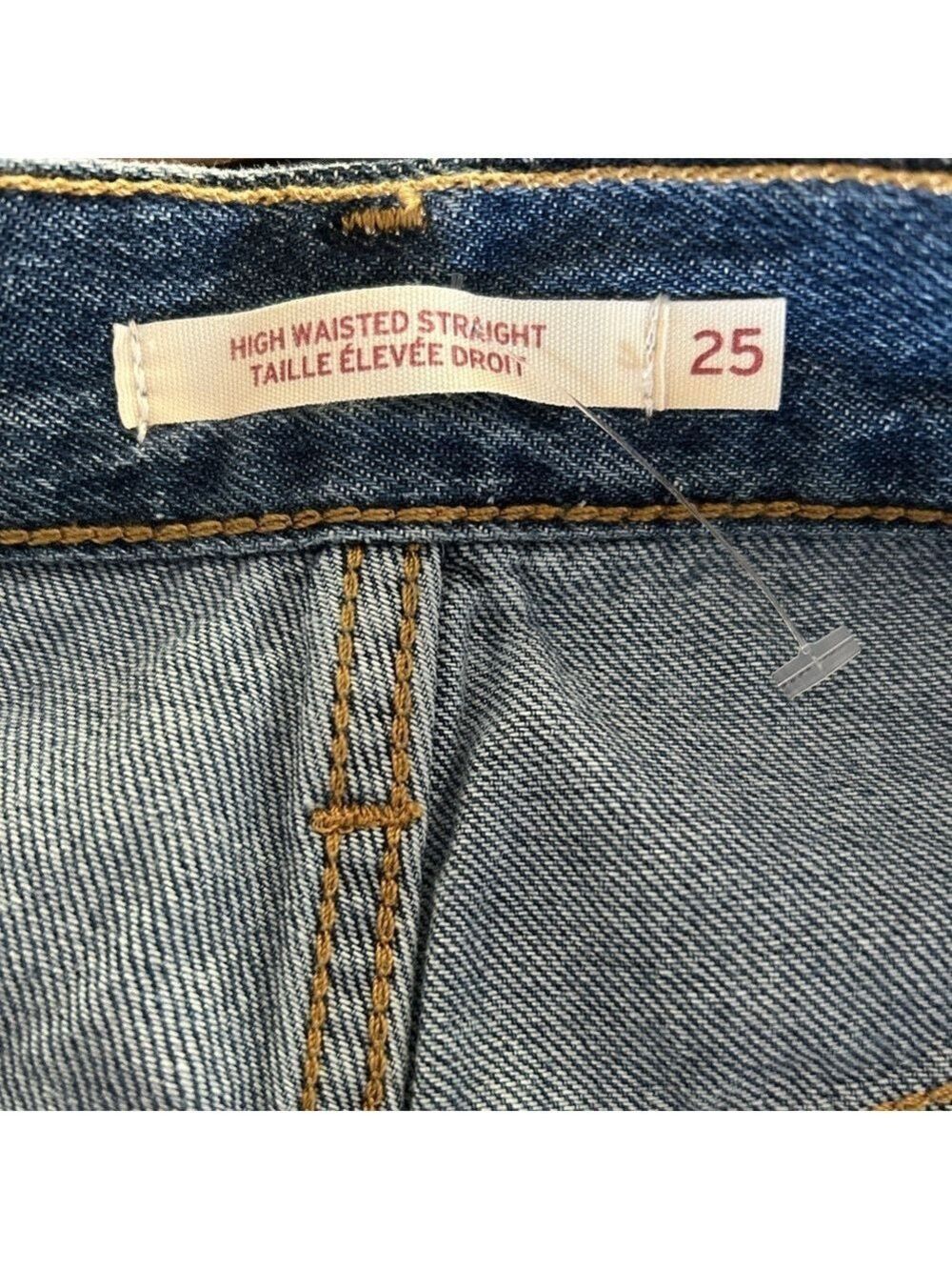 LEVI’S High Waisted Straight Blue Denim Jeans, Size 25. - Picture 4 of 7